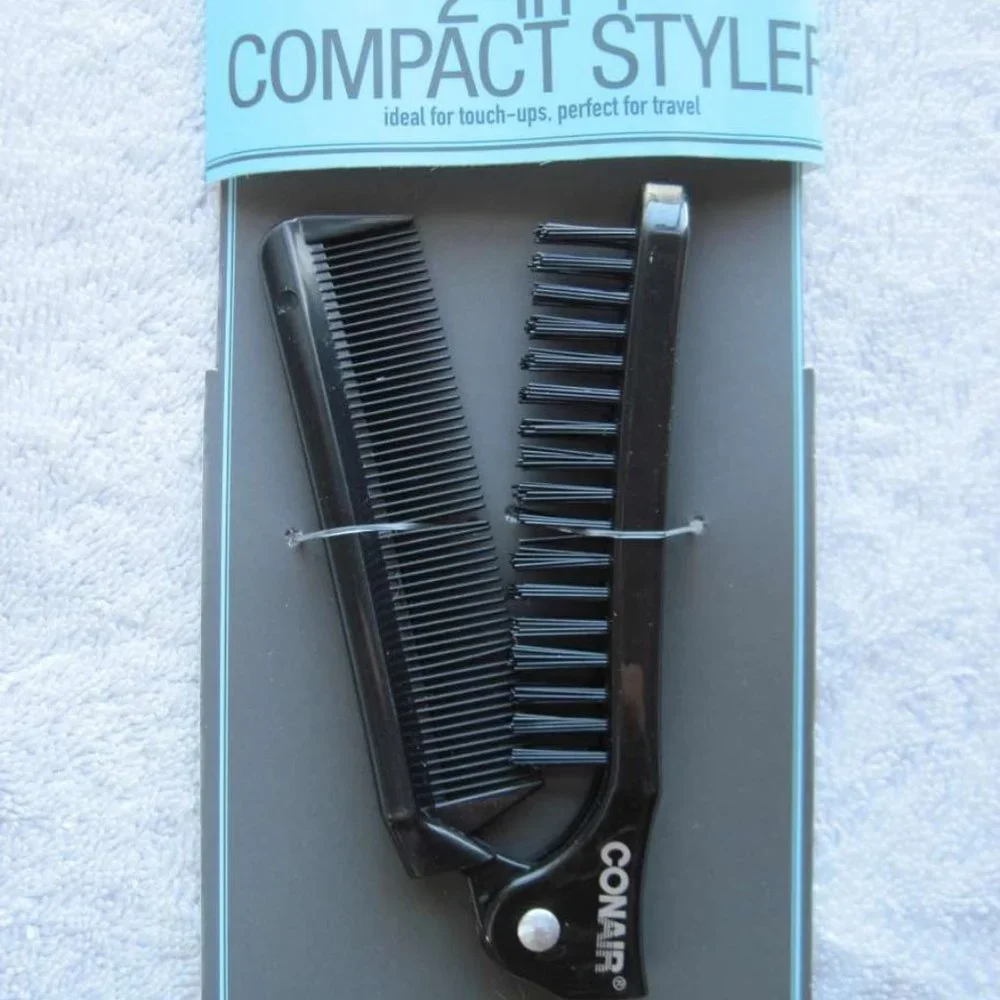 Conair Compact Styler Folding Pocket Travel Size Purse Hair Brush Comb On the Go